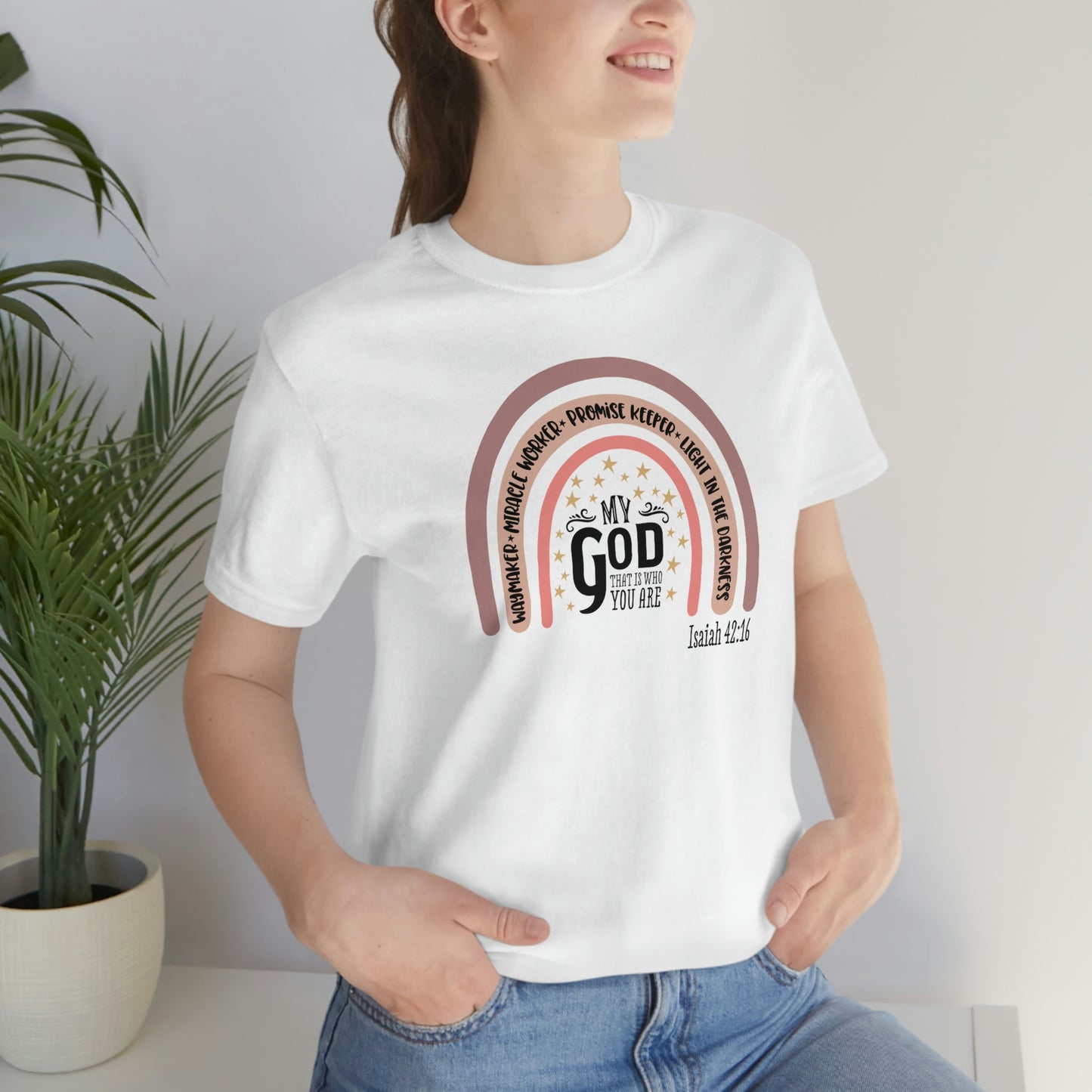 Way Maker Miracle Worker Promise Keeper Light in the Darkness  God Rainbow/ Faith/ Christian Unisex Jersey Short Sleeve Tee Shirt