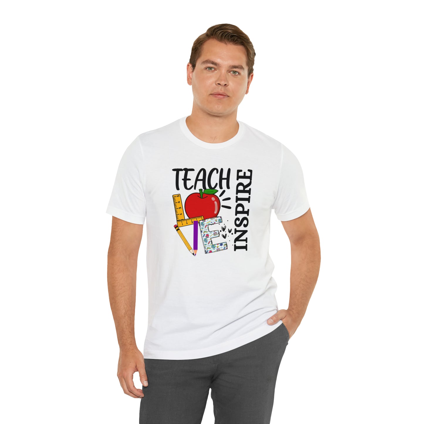 Teach, Love, Inspire / Back to School/ Teacher/ Appreciation/ Gift Unisex Jersey Short Sleeve Tee