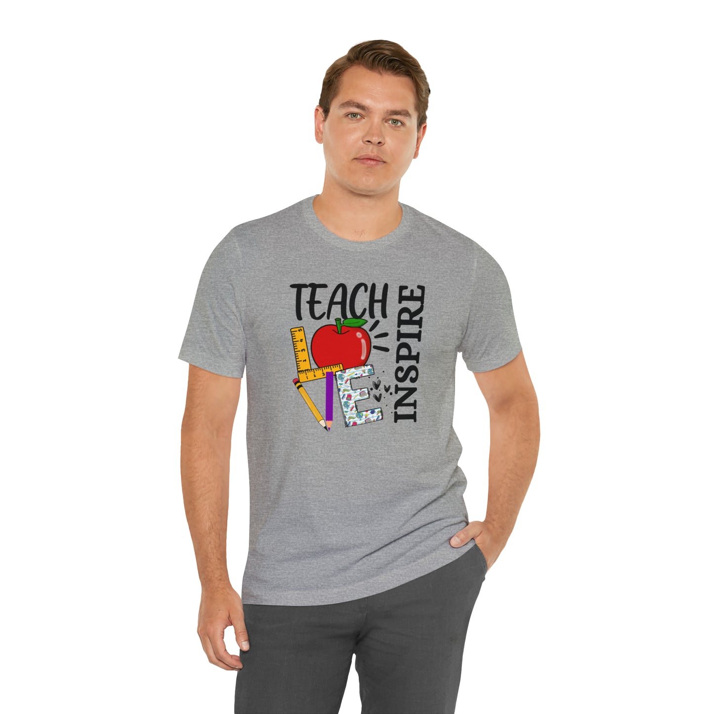 Teach, Love, Inspire / Back to School/ Teacher/ Appreciation/ Gift Unisex Jersey Short Sleeve Tee