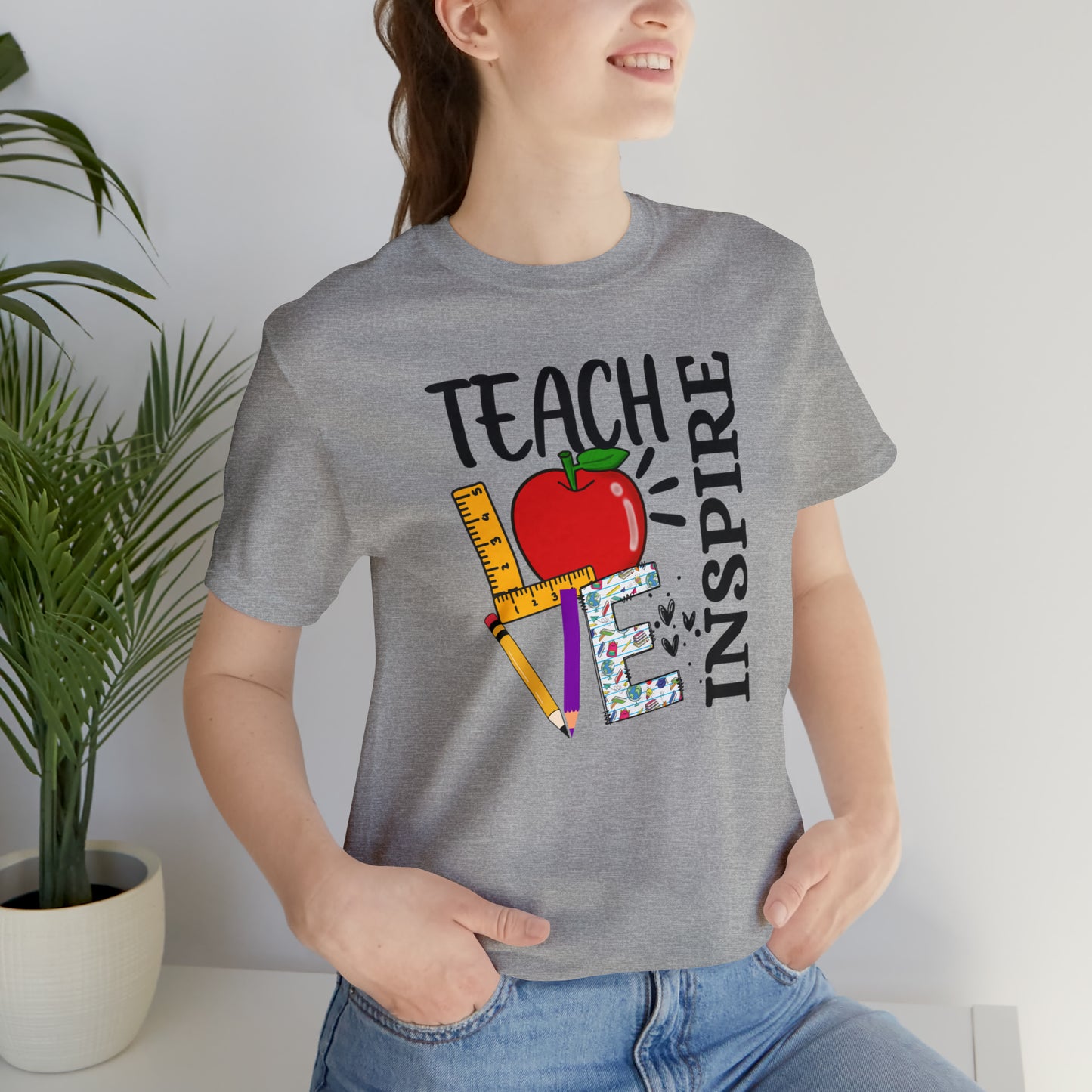 Teach, Love, Inspire / Back to School/ Teacher/ Appreciation/ Gift Unisex Jersey Short Sleeve Tee