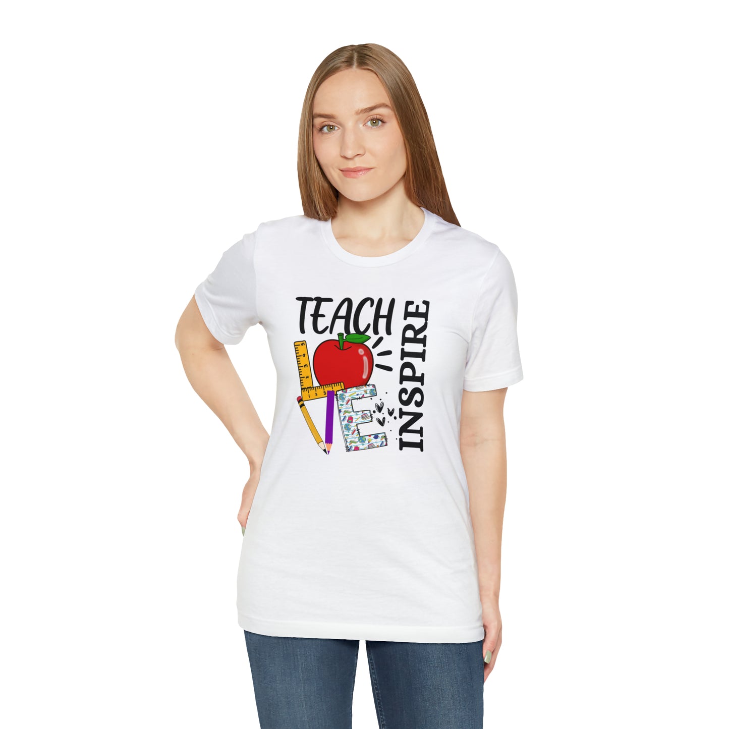 Teach, Love, Inspire / Back to School/ Teacher/ Appreciation/ Gift Unisex Jersey Short Sleeve Tee