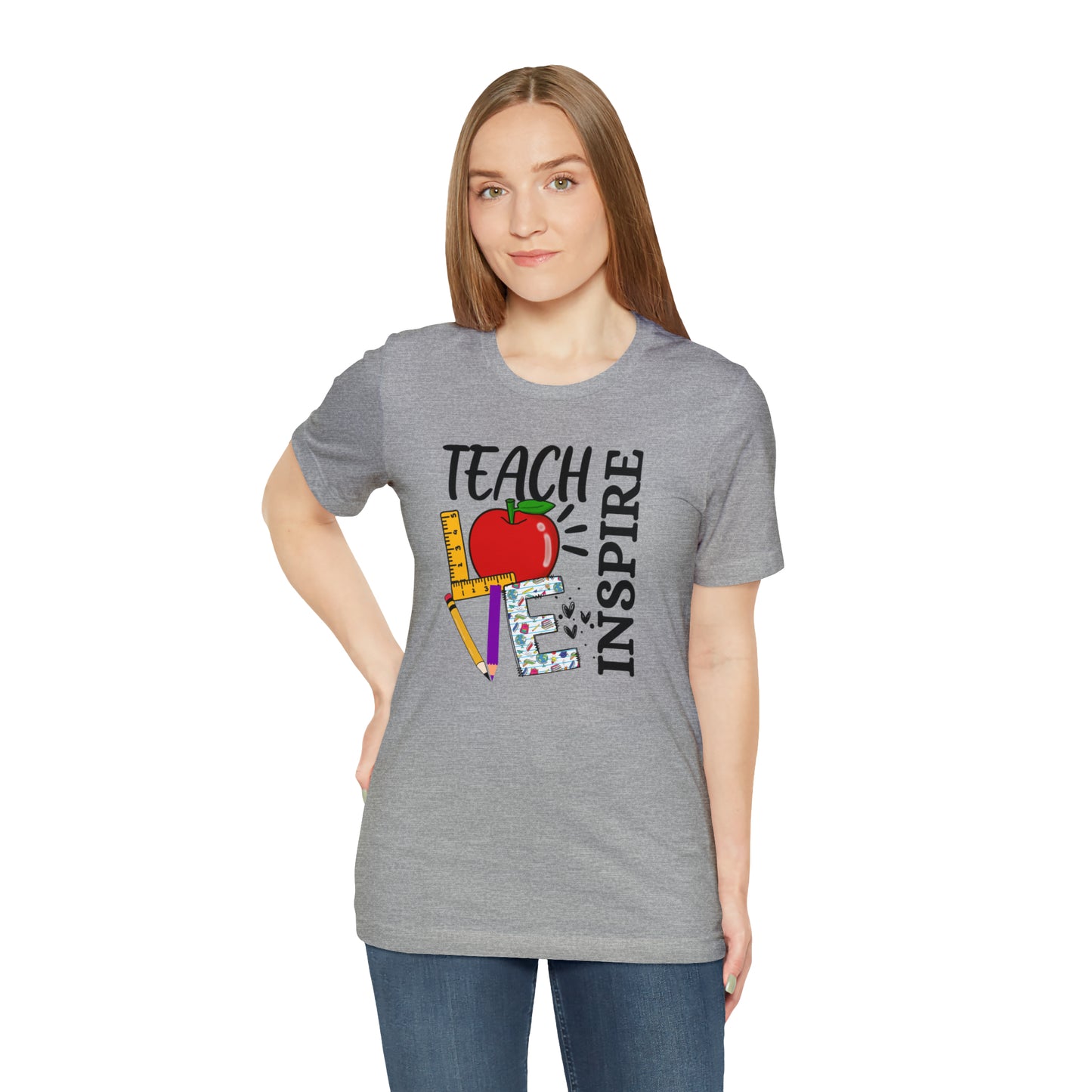 Teach, Love, Inspire / Back to School/ Teacher/ Appreciation/ Gift Unisex Jersey Short Sleeve Tee