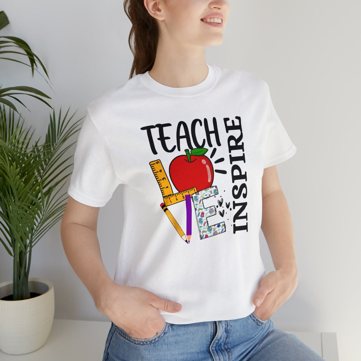 Teach, Love, Inspire / Back to School/ Teacher/ Appreciation/ Gift Unisex Jersey Short Sleeve Tee