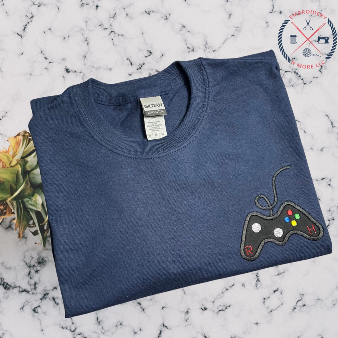 Game Controller Applique/ Embroidered T-Shirt