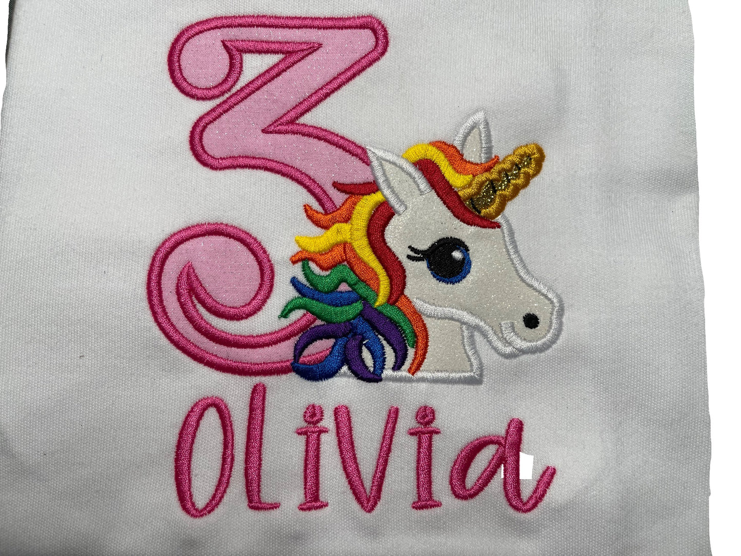 Rainbow Unicorn  Birthday Shirt Embroidered/Applique T-Shirt