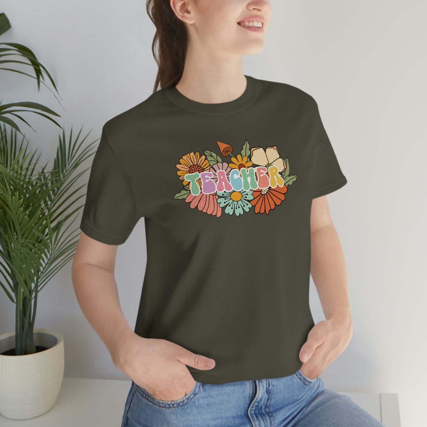 Flower Teacher Unisex Jersey Short Sleeve Tee Shirt