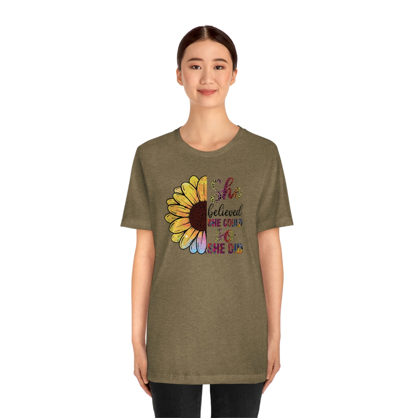 She believed she could so she did sunflower Unisex Jersey Short Sleeve Tee shirt