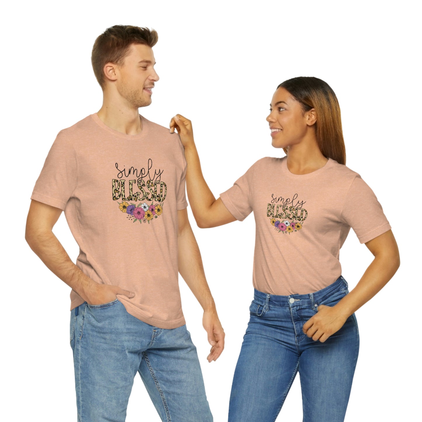 Simply Blessed/ Flowers/ Faith/ Cute Unisex Jersey Short Sleeve Tee Shirt