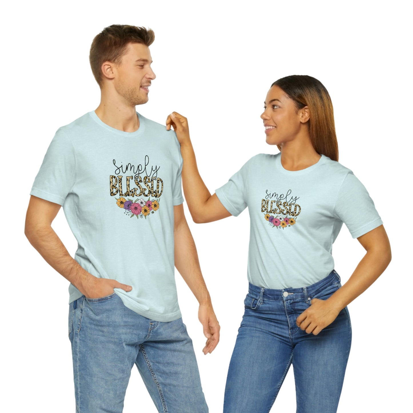 Simply Blessed/ Flowers/ Faith/ Cute Unisex Jersey Short Sleeve Tee Shirt