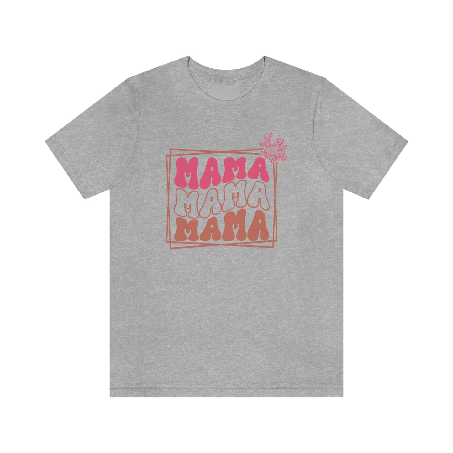 Retro Mama Repeat with Frame and Flower Unisex Jersey Short Sleeve Tee Shirt