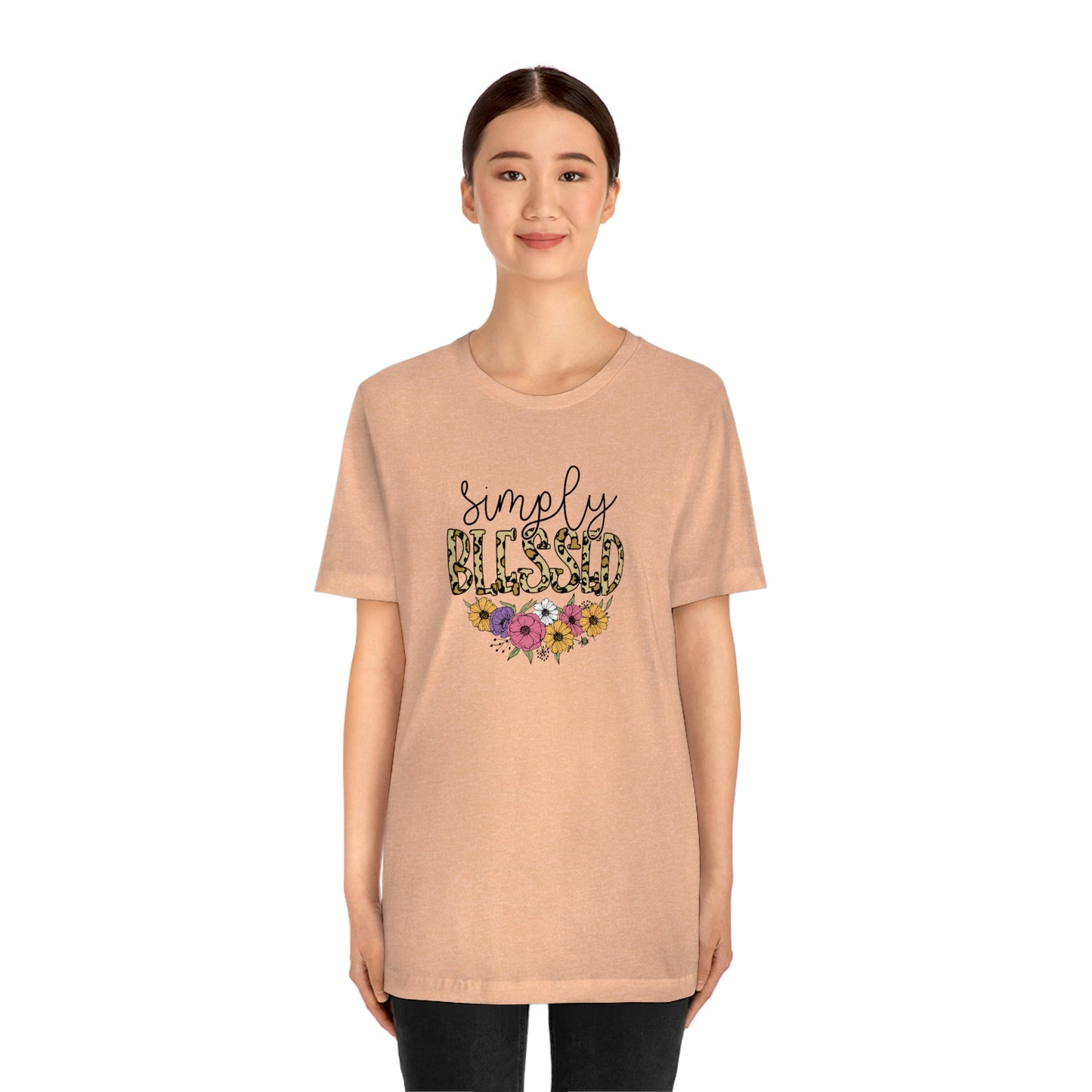 Simply Blessed/ Flowers/ Faith/ Cute Unisex Jersey Short Sleeve Tee Shirt