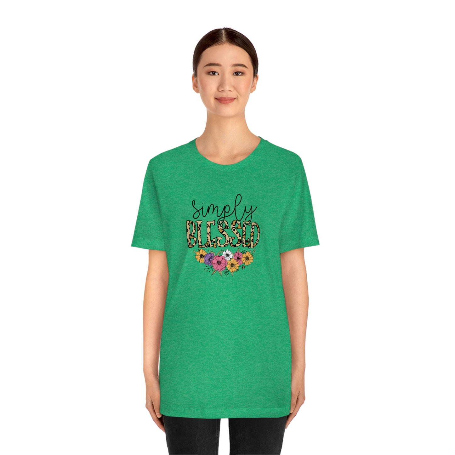 Simply Blessed/ Flowers/ Faith/ Cute Unisex Jersey Short Sleeve Tee Shirt