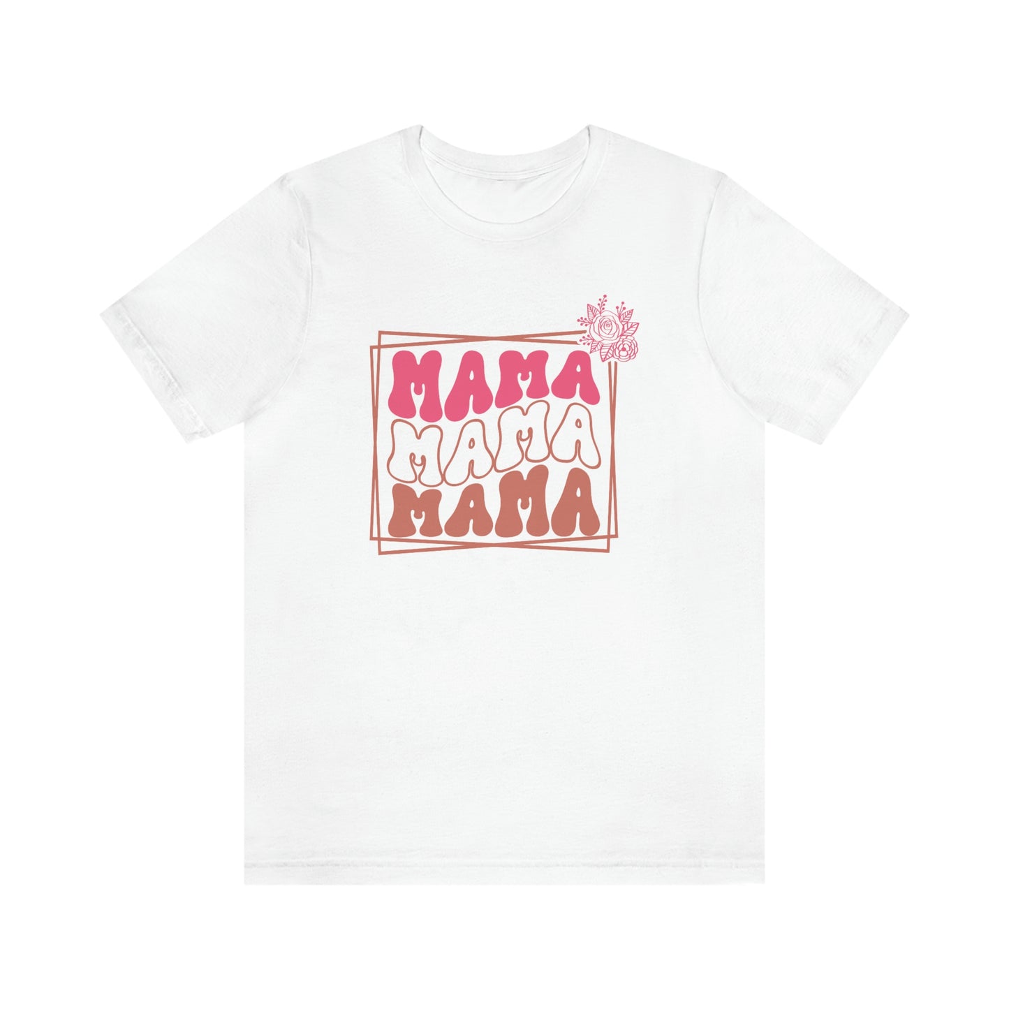 Retro Mama Repeat with Frame and Flower Unisex Jersey Short Sleeve Tee Shirt