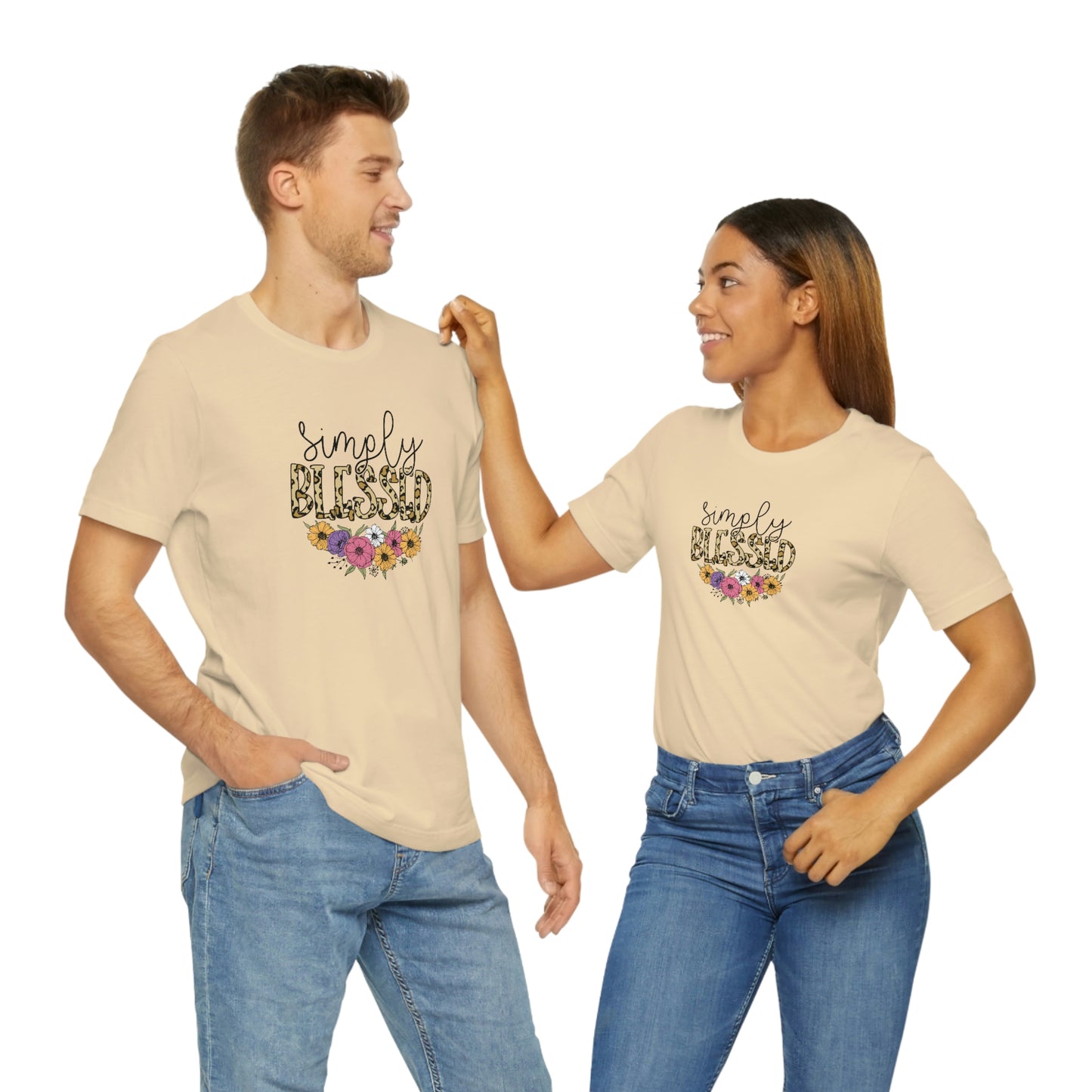 Simply Blessed/ Flowers/ Faith/ Cute Unisex Jersey Short Sleeve Tee Shirt