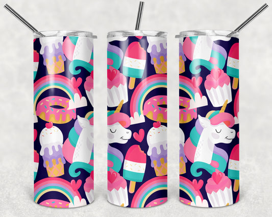 Rainbows and Unicorns  Print 20 oz Skinny Tumbler