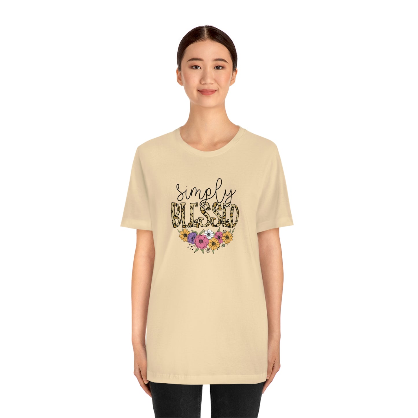 Simply Blessed/ Flowers/ Faith/ Cute Unisex Jersey Short Sleeve Tee Shirt