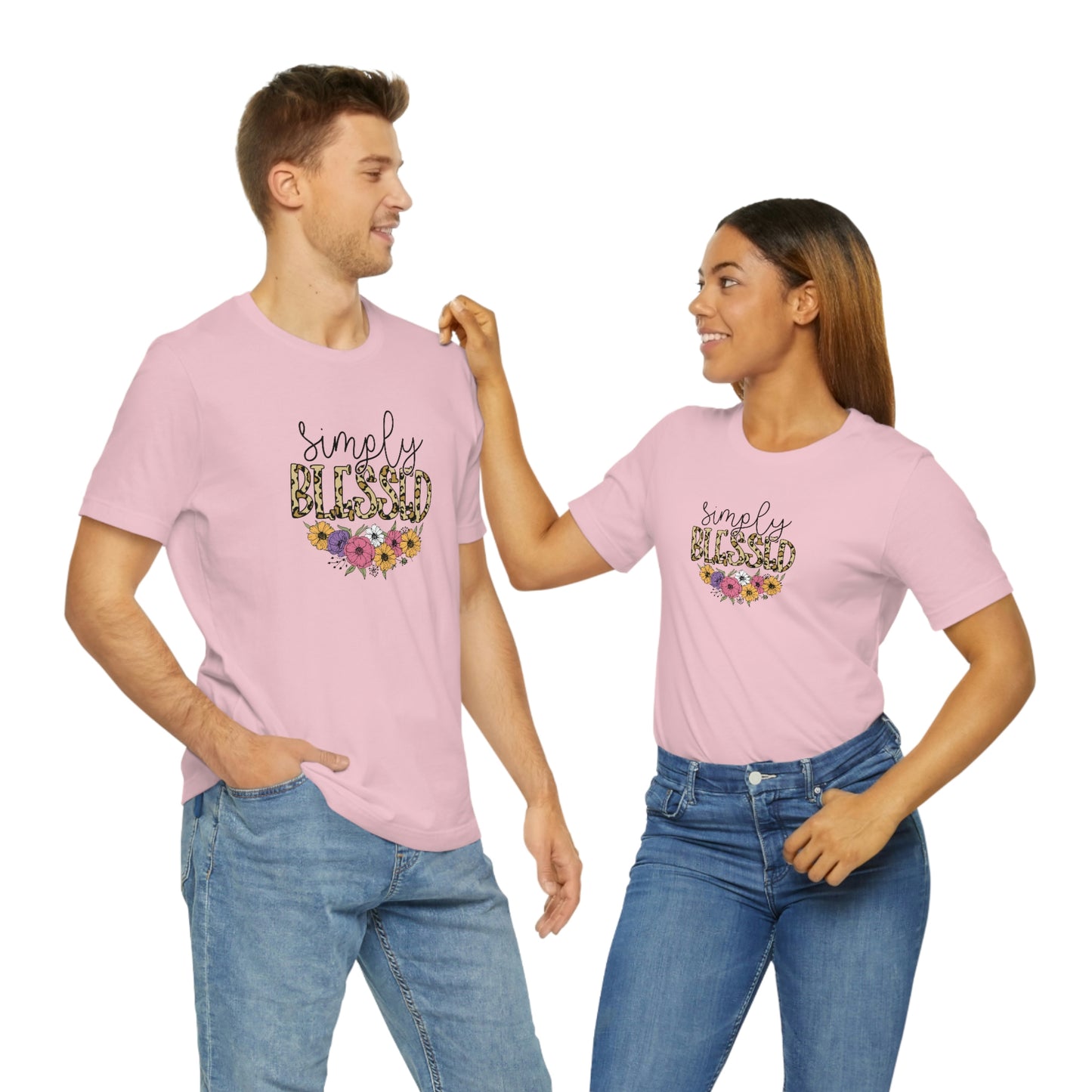 Simply Blessed/ Flowers/ Faith/ Cute Unisex Jersey Short Sleeve Tee Shirt