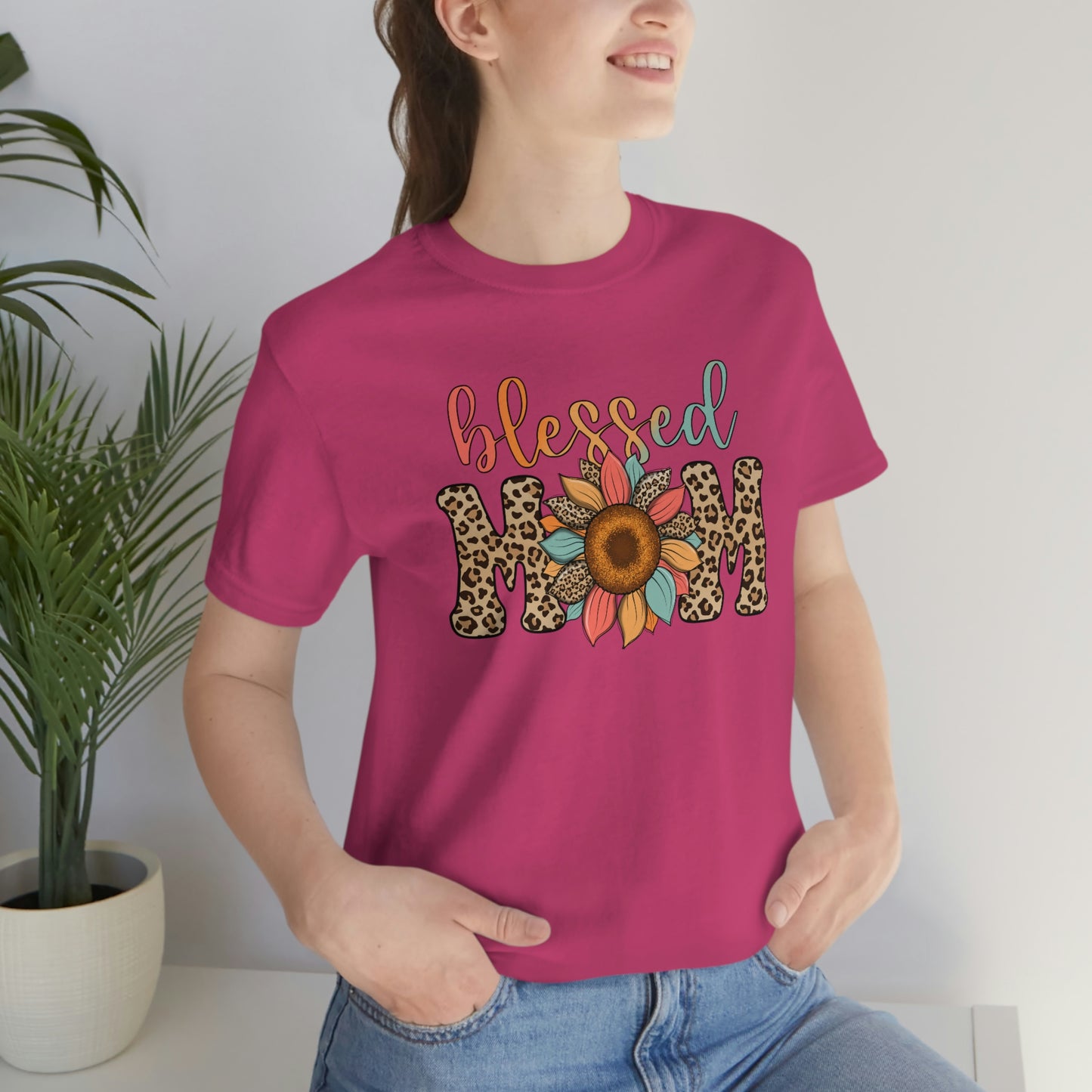 Blessed Mom Sunflower/ BOHO/ Mother's Day/Unisex Jersey Short Sleeve Tee