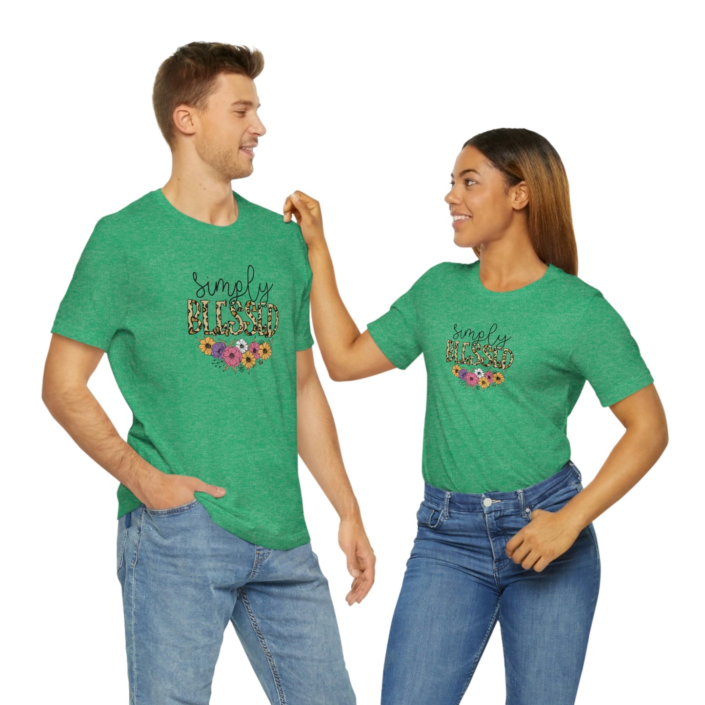 Simply Blessed/ Flowers/ Faith/ Cute Unisex Jersey Short Sleeve Tee Shirt