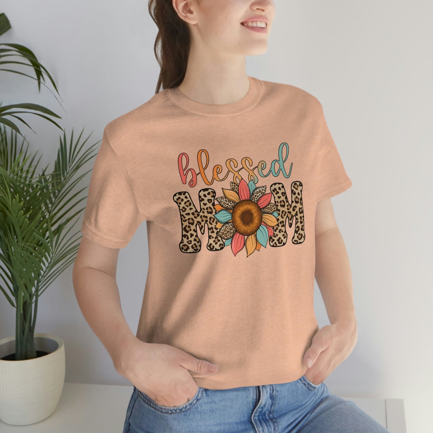 Blessed Mom Sunflower/ BOHO/ Mother's Day/Unisex Jersey Short Sleeve Tee