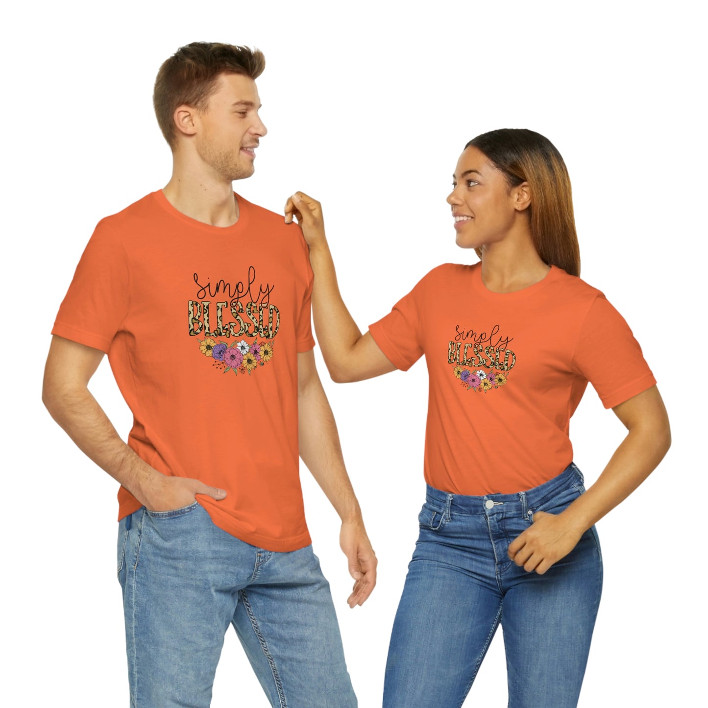 Simply Blessed/ Flowers/ Faith/ Cute Unisex Jersey Short Sleeve Tee Shirt