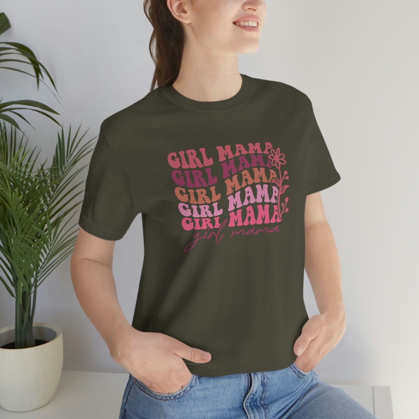 Girl Mama Repeat Retro Unisex Jersey Short Sleeve Tee Shirt