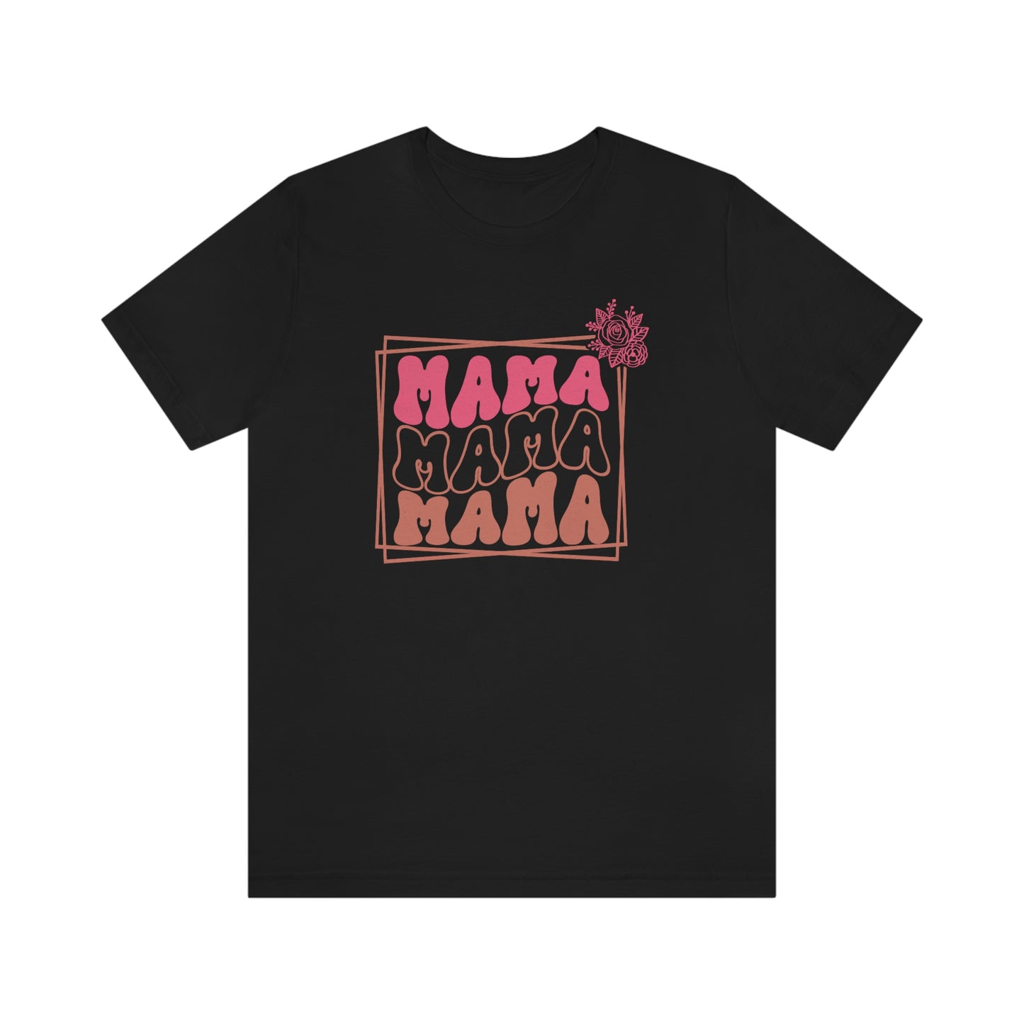 Retro Mama Repeat with Frame and Flower Unisex Jersey Short Sleeve Tee Shirt