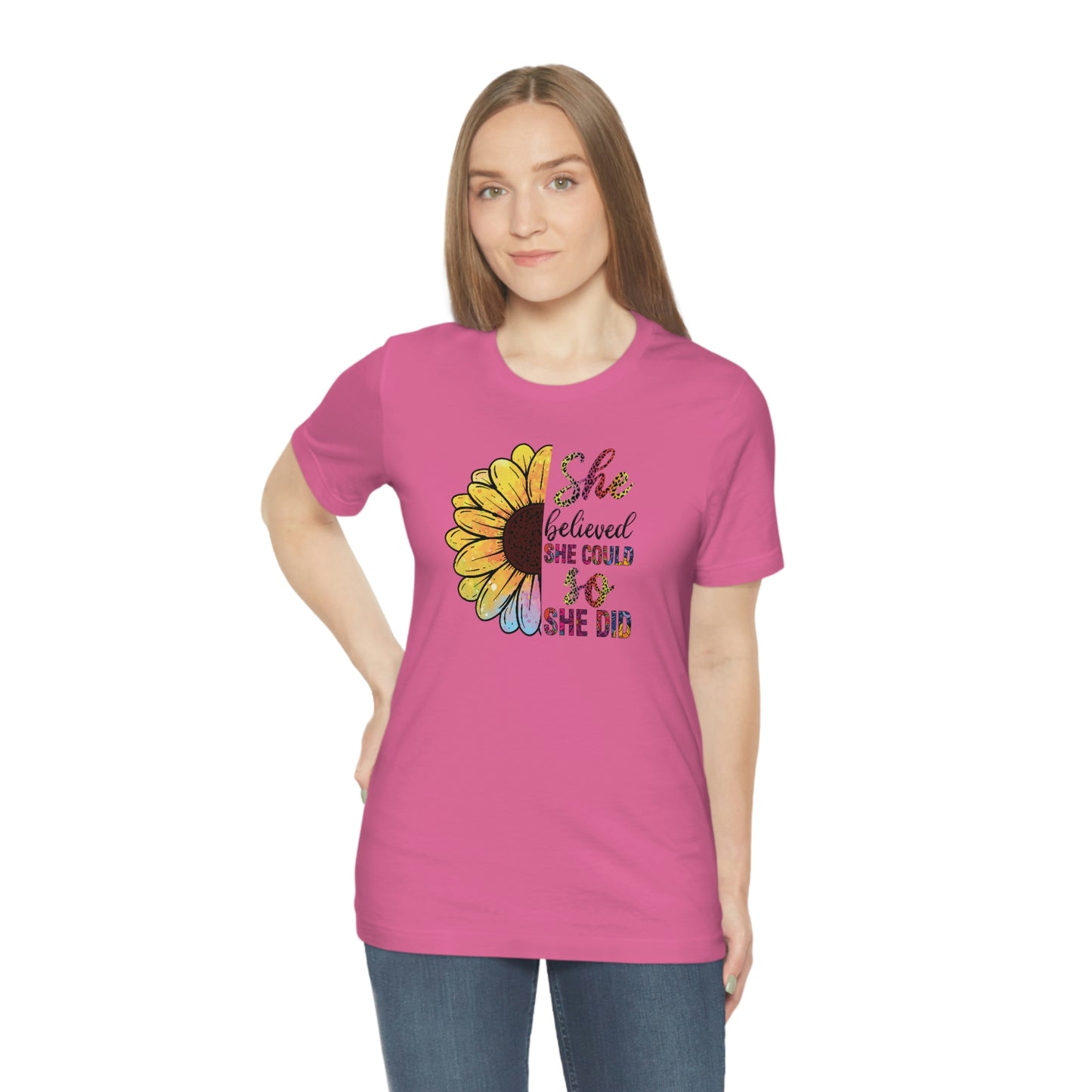 She believed she could so she did sunflower Unisex Jersey Short Sleeve Tee shirt