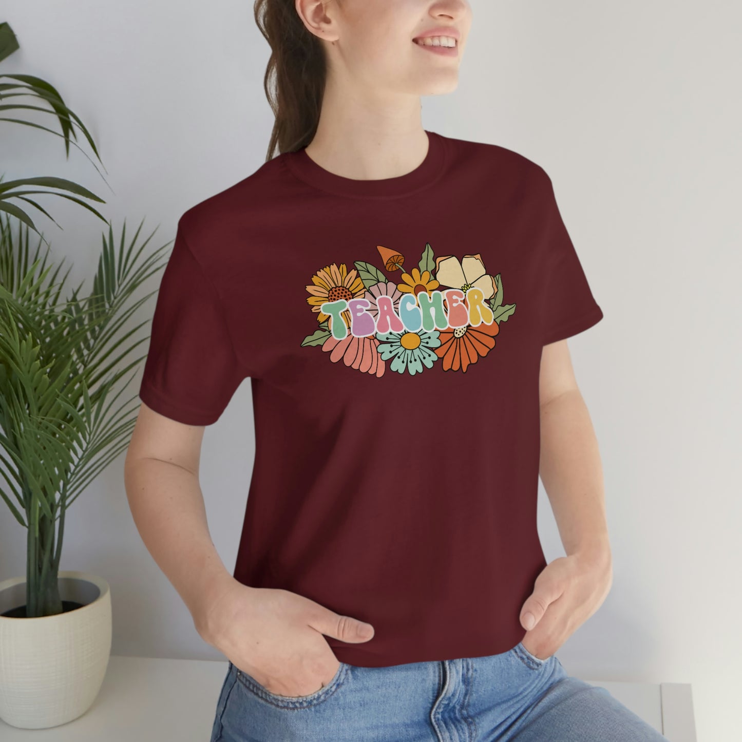 Flower Teacher Unisex Jersey Short Sleeve Tee Shirt