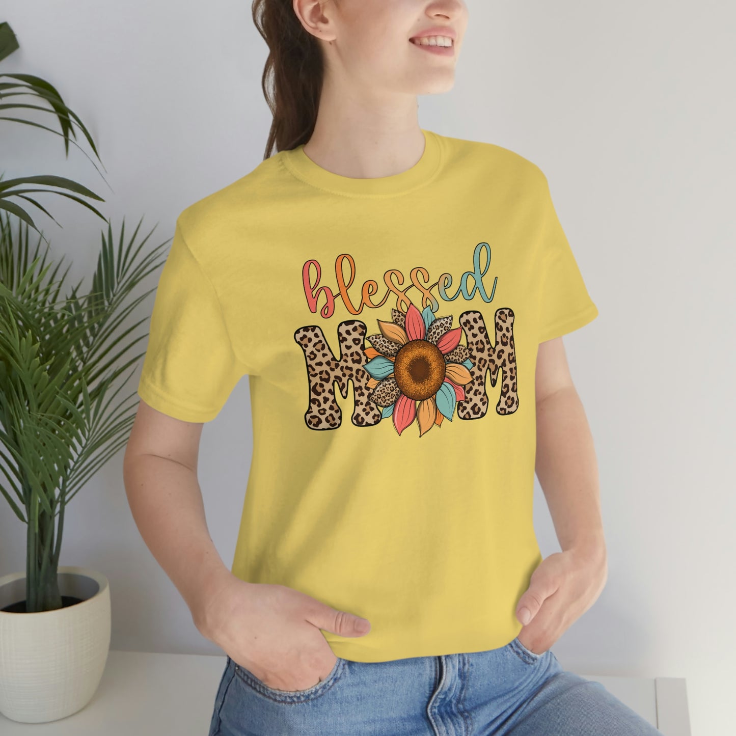 Blessed Mom Sunflower/ BOHO/ Mother's Day/Unisex Jersey Short Sleeve Tee