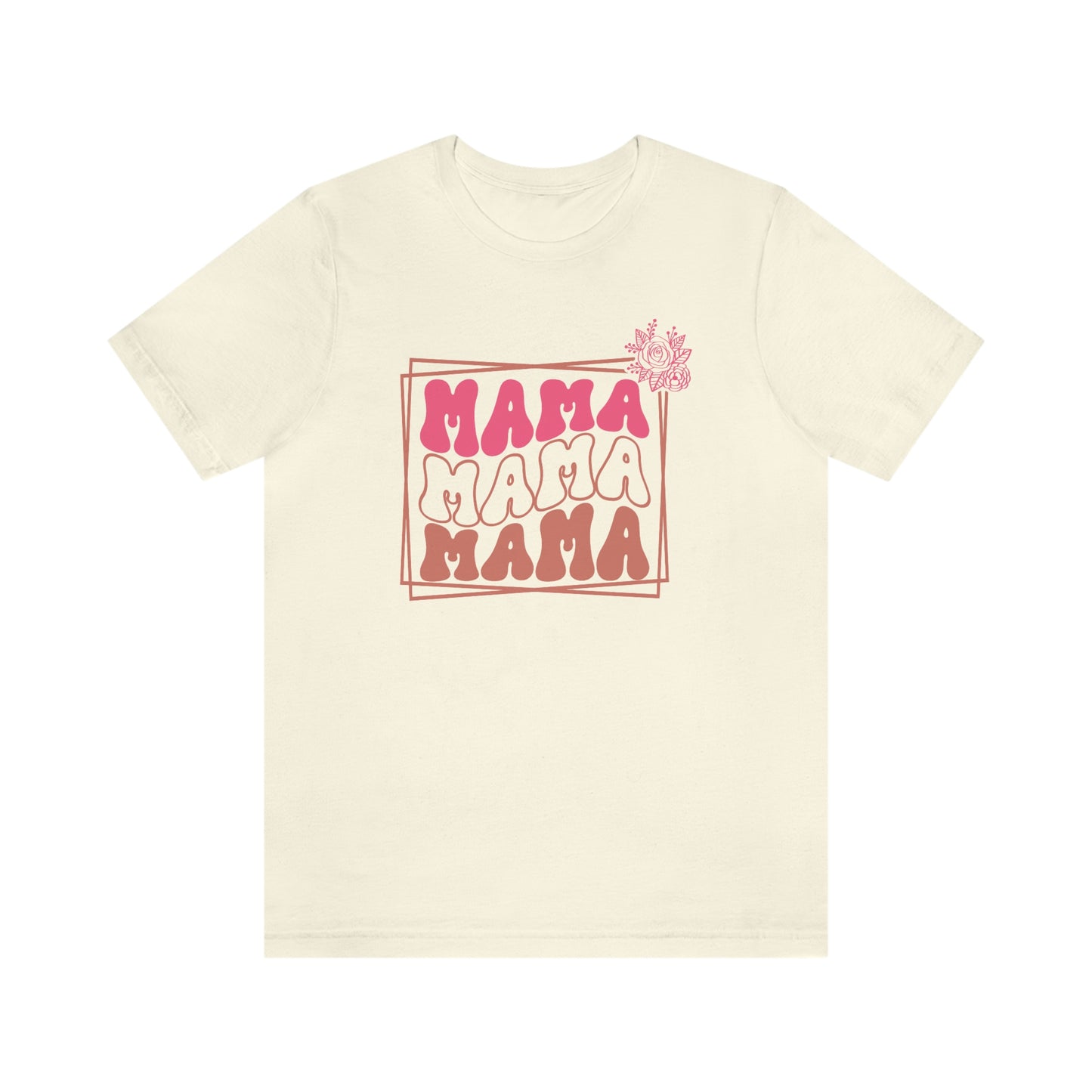 Retro Mama Repeat with Frame and Flower Unisex Jersey Short Sleeve Tee Shirt