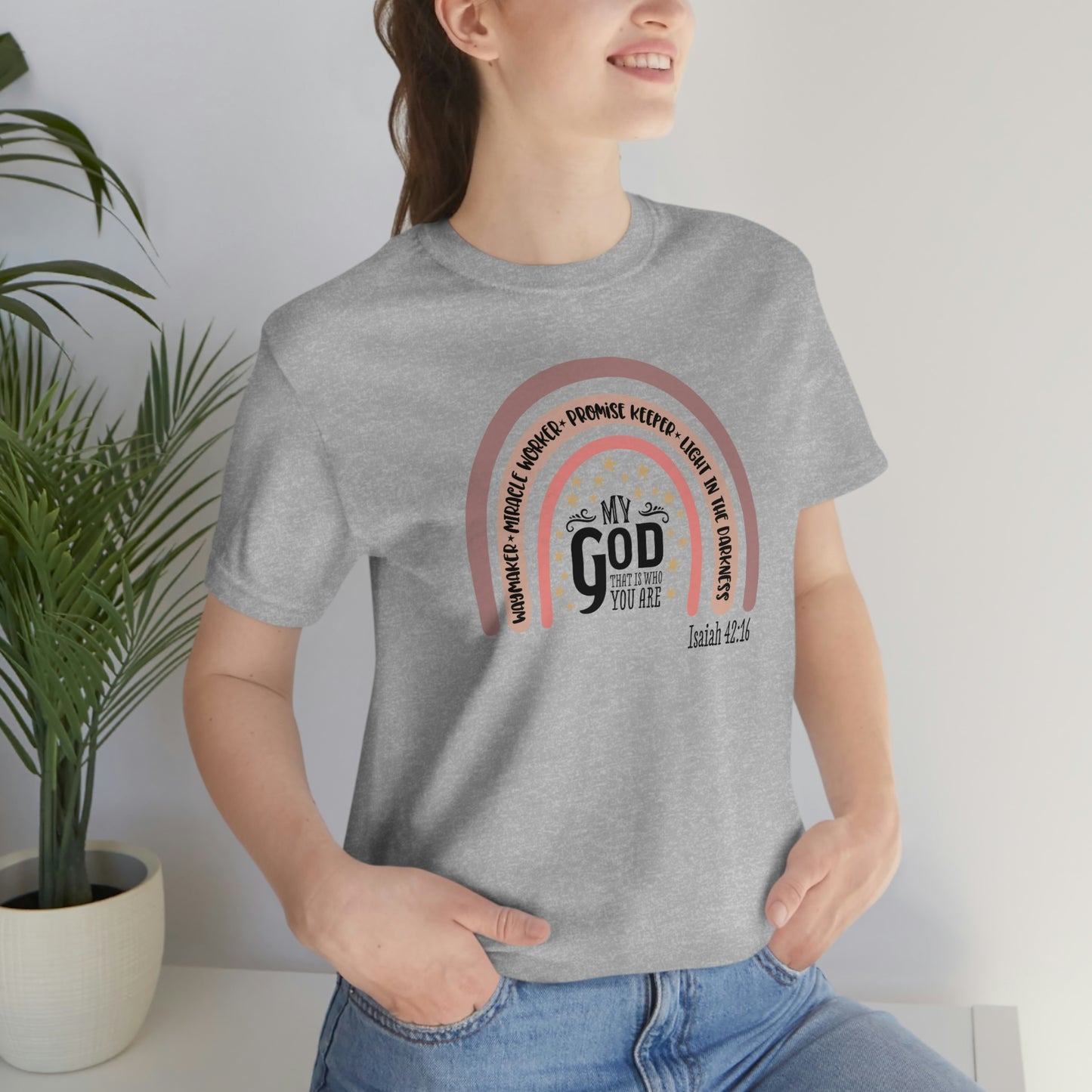 Way Maker Miracle Worker Promise Keeper Light in the Darkness  God Rainbow/ Faith/ Christian Unisex Jersey Short Sleeve Tee Shirt